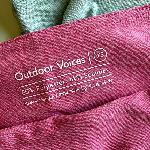 OUTDOOR VOICES Warmup 5" Shorts XS Bubblegum Pink Green Blue Colorblock NWT - Picture 9 of 12